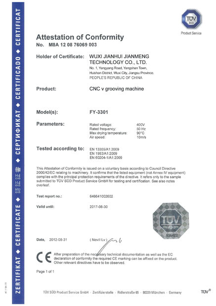 Κίνα Wuxi Jianhui Jianmeng Technology Co., Ltd. Πιστοποιήσεις