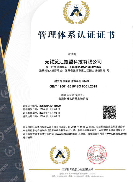 Κίνα Wuxi Jianhui Jianmeng Technology Co., Ltd. Πιστοποιήσεις